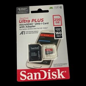 SanDisk Ulrta PLUS MicroSDXC UHS 1 With Adapter 256 GB Flash Drive New